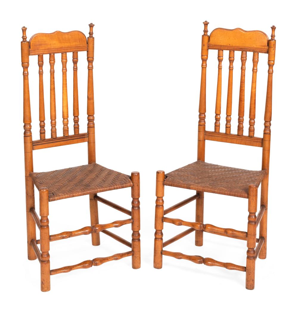 Appraisal: PAIR OF BANISTER-BACK SIDE CHAIRS DEERFIELD MASSACHUSETTS AREA TH CENTURY