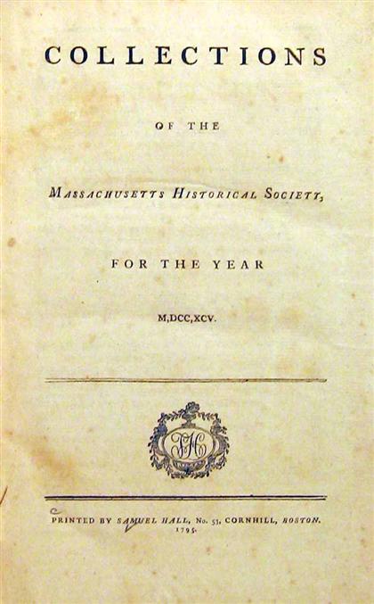 Appraisal: vols Massachusetts Historical Society Collections of for The Year s