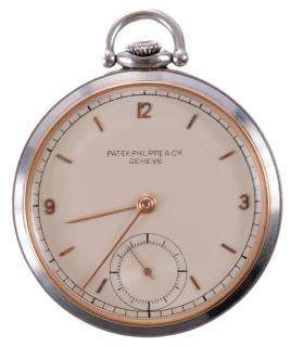 Appraisal: Patek Philippe Pocket Watch off white dial rose-tone hour marks