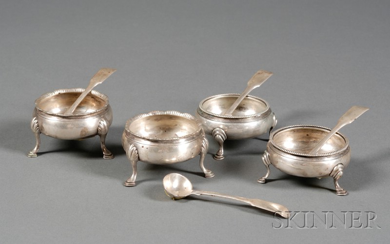 Appraisal: Two Pairs of George III Silver Open Salts London one