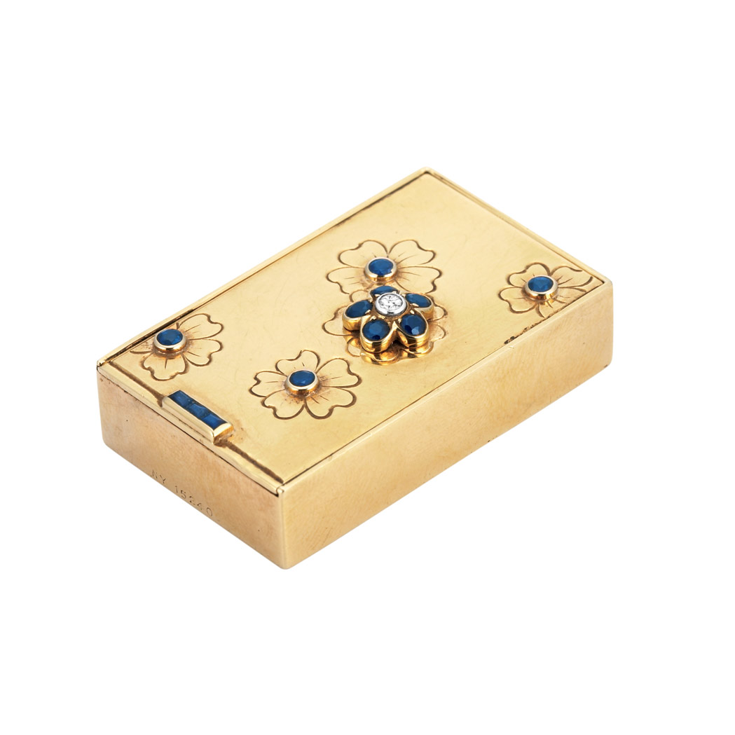 Appraisal: Gold Sapphire and Diamond Travel Clock Van Cleef Arpels Dial