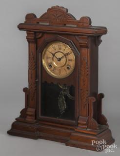 Appraisal: Walnut gingerbread clock '' h