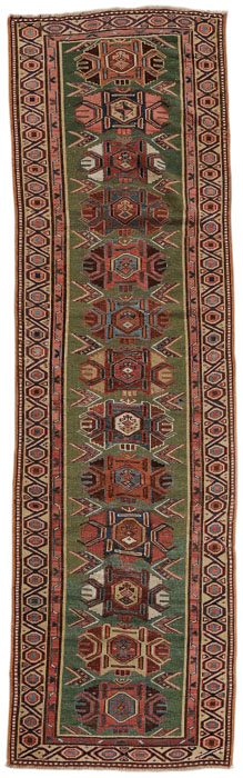 Appraisal: Caucasian Runner Kazak early to mid th century thirteen central