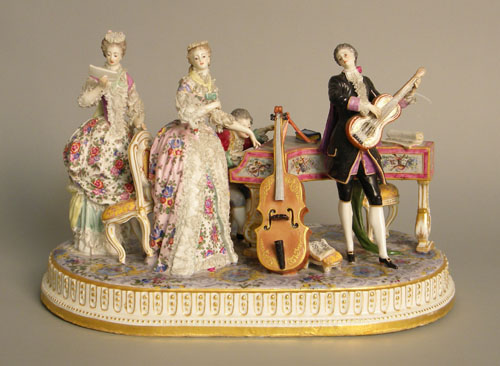 Appraisal: Large porcelain figural group of musicians h w