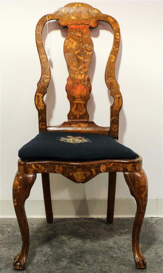 Appraisal: Sale Lot A Dutch Marquetry Side Chair th th century