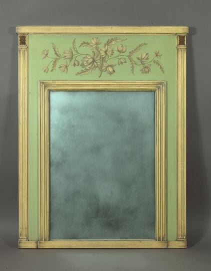 Appraisal: Louis XVI-Style Trumeau Mirror with a floral-painted panel above the