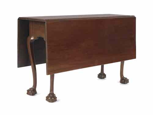 Appraisal: Massachusetts Chippendale mahogany drop leaf table ca with cabriole legs