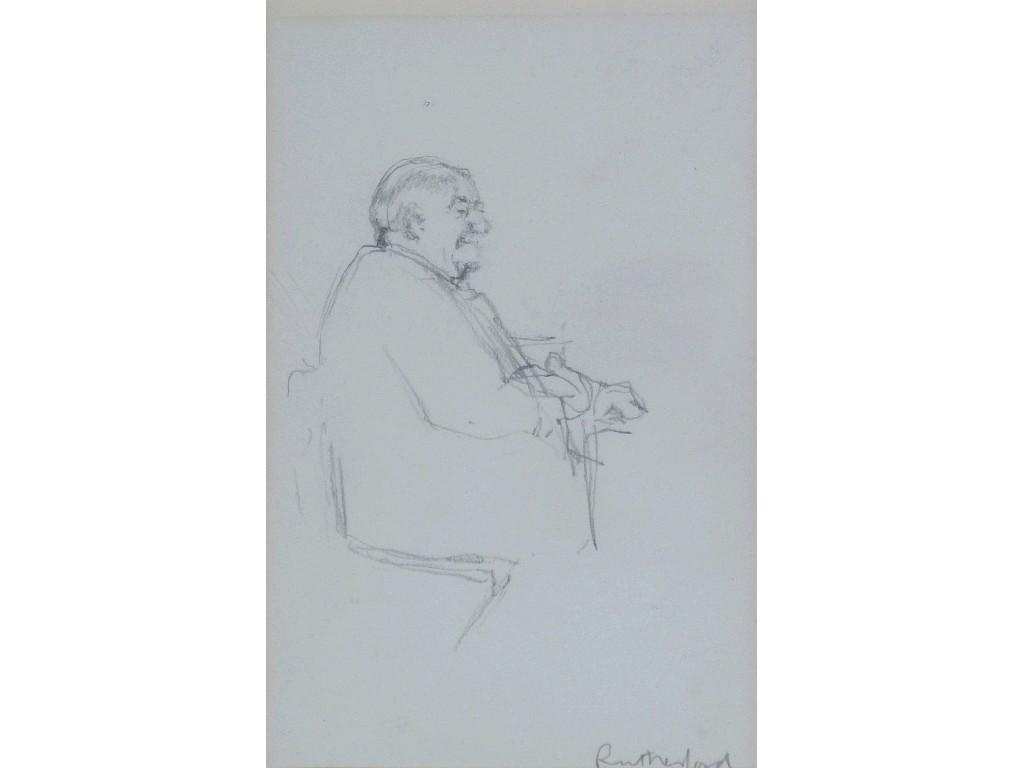 Appraisal: HARRY RUTHERFORD - PENCIL DRAWING Man seated in a parksigned