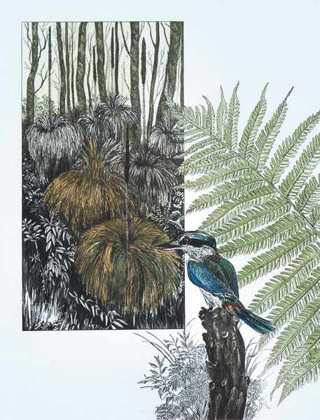 Appraisal: PAMELA GRIFFITH BORN The Red-backed Kingfisher in the Woodlands hand