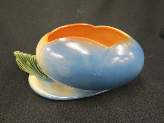 Appraisal: Roseville Pottery Pinecone Vase blue egg shaped - tiny flake