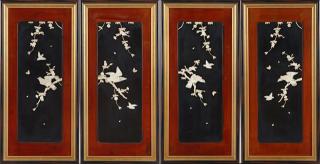 Appraisal: Set of Four Chinese Black and Rouge Lacquer Panels Set