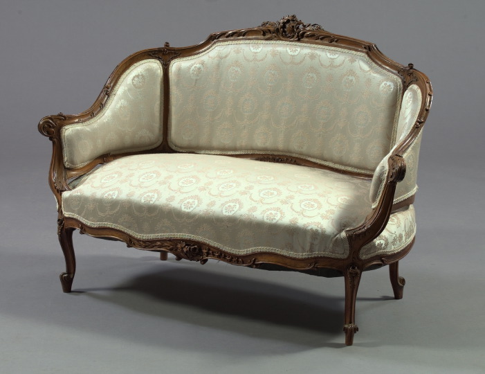 Appraisal: French Fruitwood Upholstered Settee later half th century in the