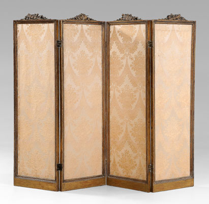 Appraisal: Louis XVI style four-panel room screen each panel carved and