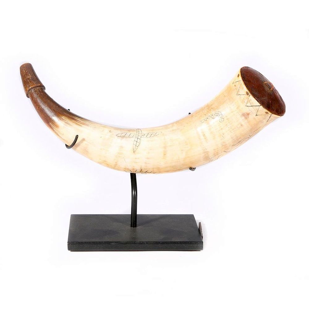 Appraisal: American powder horn c late th early th century with