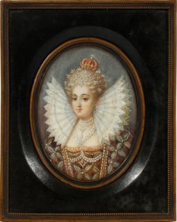 Appraisal: HAND PAINTED TH C H MINIATURE PORTRAIT OF QUEEN In