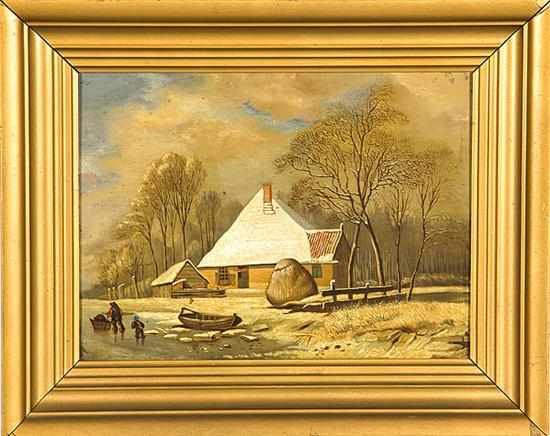 Appraisal: American school late th early th century WINTER LANDSCAPE oil