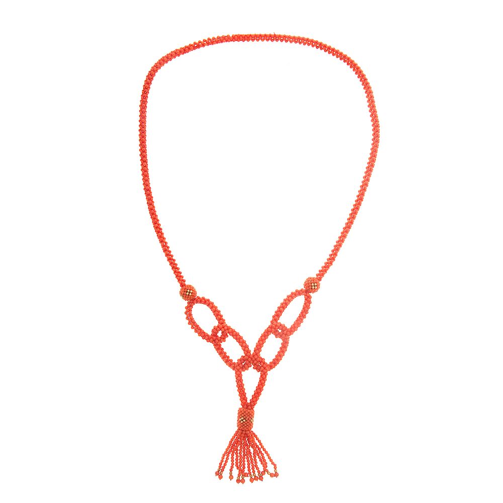 Appraisal: A Ladies Vintage Coral Necklace with K Gold Fine coral