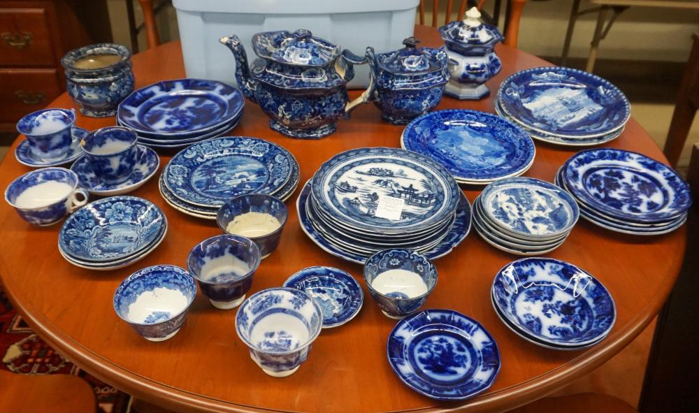 Appraisal: Group of English Flow Blue and Historical Transfer Decorated Porcelain