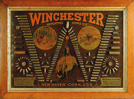 Appraisal: RARE WINCHESTER MODEL SINGLE- -W CARTRIDGE BOARD Beautiful original board