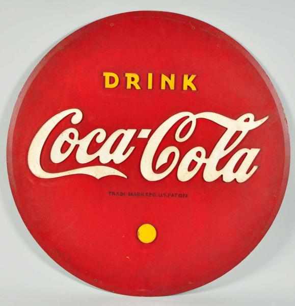 Appraisal: s - s Masonite Wood Coca-Cola Sign Description Very unusual