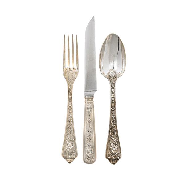 Appraisal: PUIFORCAT BEAUX-ARTS SILVER FLATWARE SET Condition Report