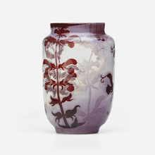 Appraisal: mile Gall VASE WITH SNAPDRAGONS France c acid-etched and fire-polished