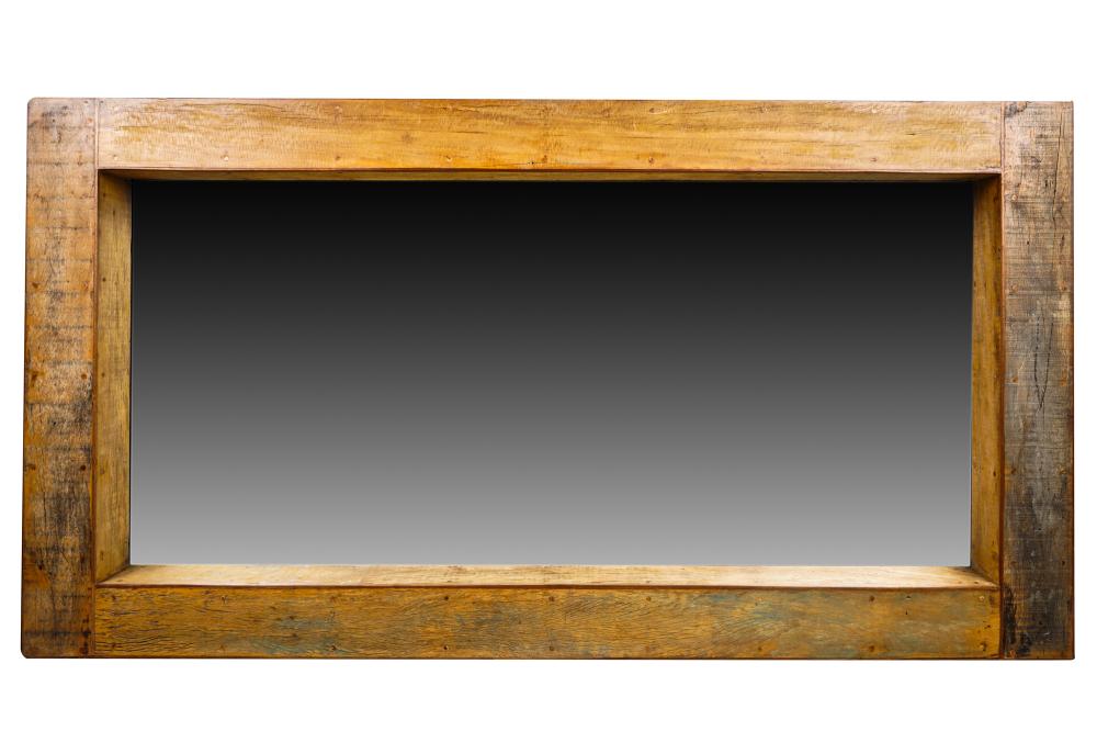 Appraisal: LARGE BEAM-FRAMED MIRRORmade by Environment Furniture x inches Condition