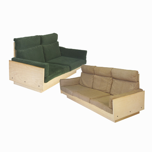 Appraisal: ALVAR AALTO ARTEK Blond-wood three-seat sofa and a pair of