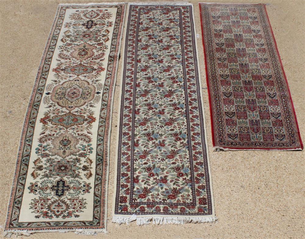 Appraisal: THREE WOOL RUNNERS INCLUDING A PERSIAN HAMADAN RUNNER large scale