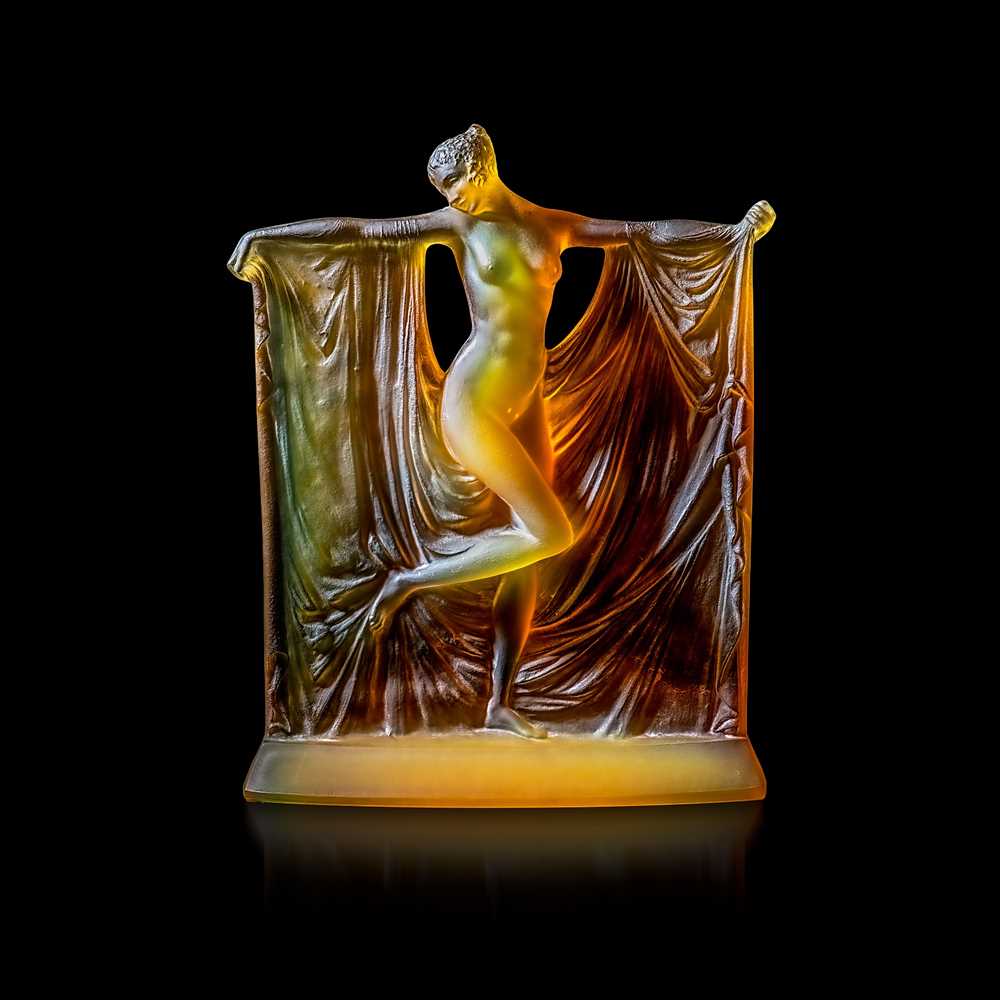 Appraisal: REN LALIQUE FRENCH - SUZANNE STATUETTE NO designed butterscotchmoulded R