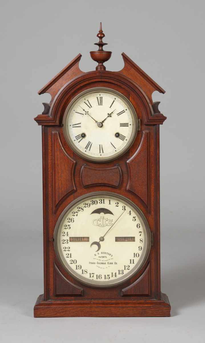 Appraisal: Ithaca Calendar Shelf Clock Walnut case old finish nice patina