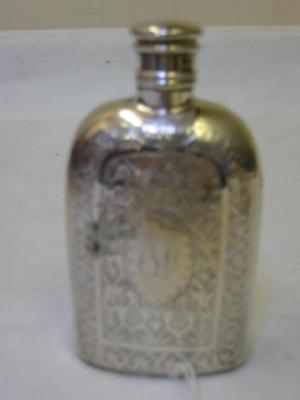 Appraisal: A VICTORIAN HIP FLASK of curved oblong form with rounded