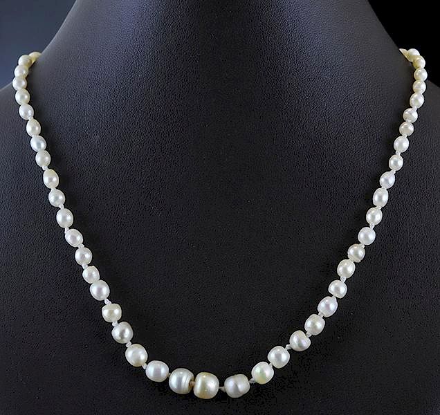 Appraisal: Antique Natural pearl necklace Antique Natural pearl necklace graduated mm