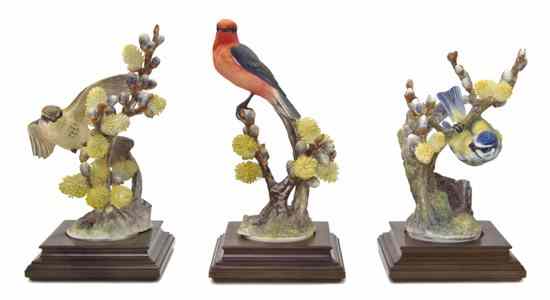 Appraisal: A Group of Three Royal Worcester Dorothy Doughty Birds Vermillion