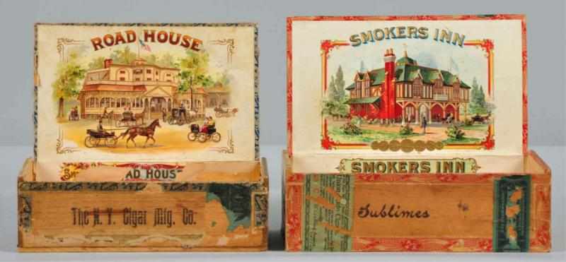 Appraisal: Lot of Wooden Cigar Boxes Description Both are rare Includes