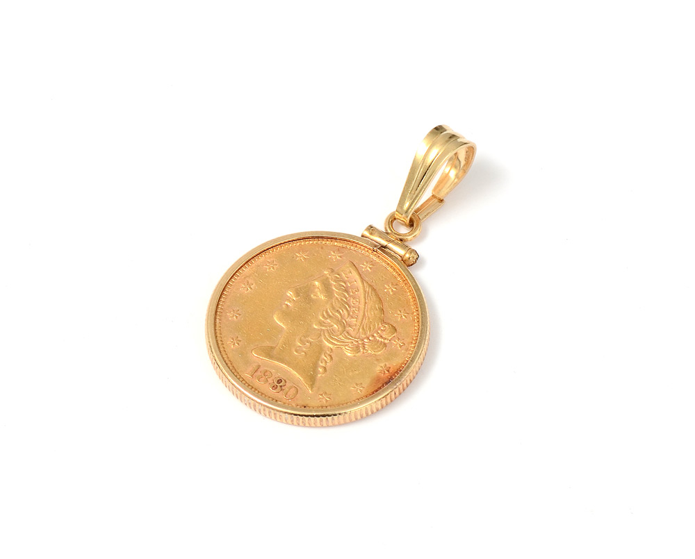 Appraisal: US DOLLAR GOLD EAGLE COIN PENDANT US dollar gold eagle