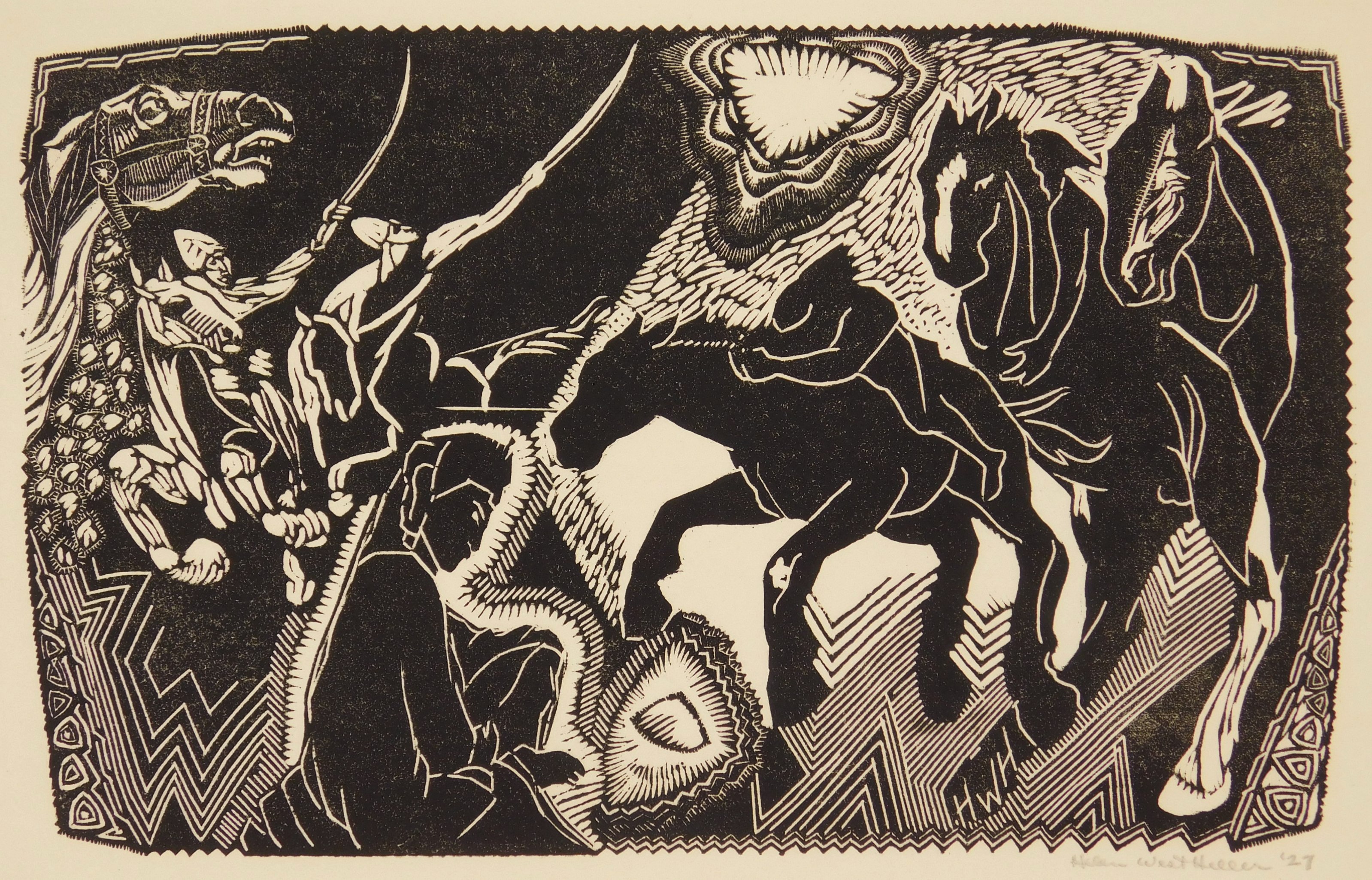 Appraisal: Helen West Heller - Hooves''- linocut signed and dated in