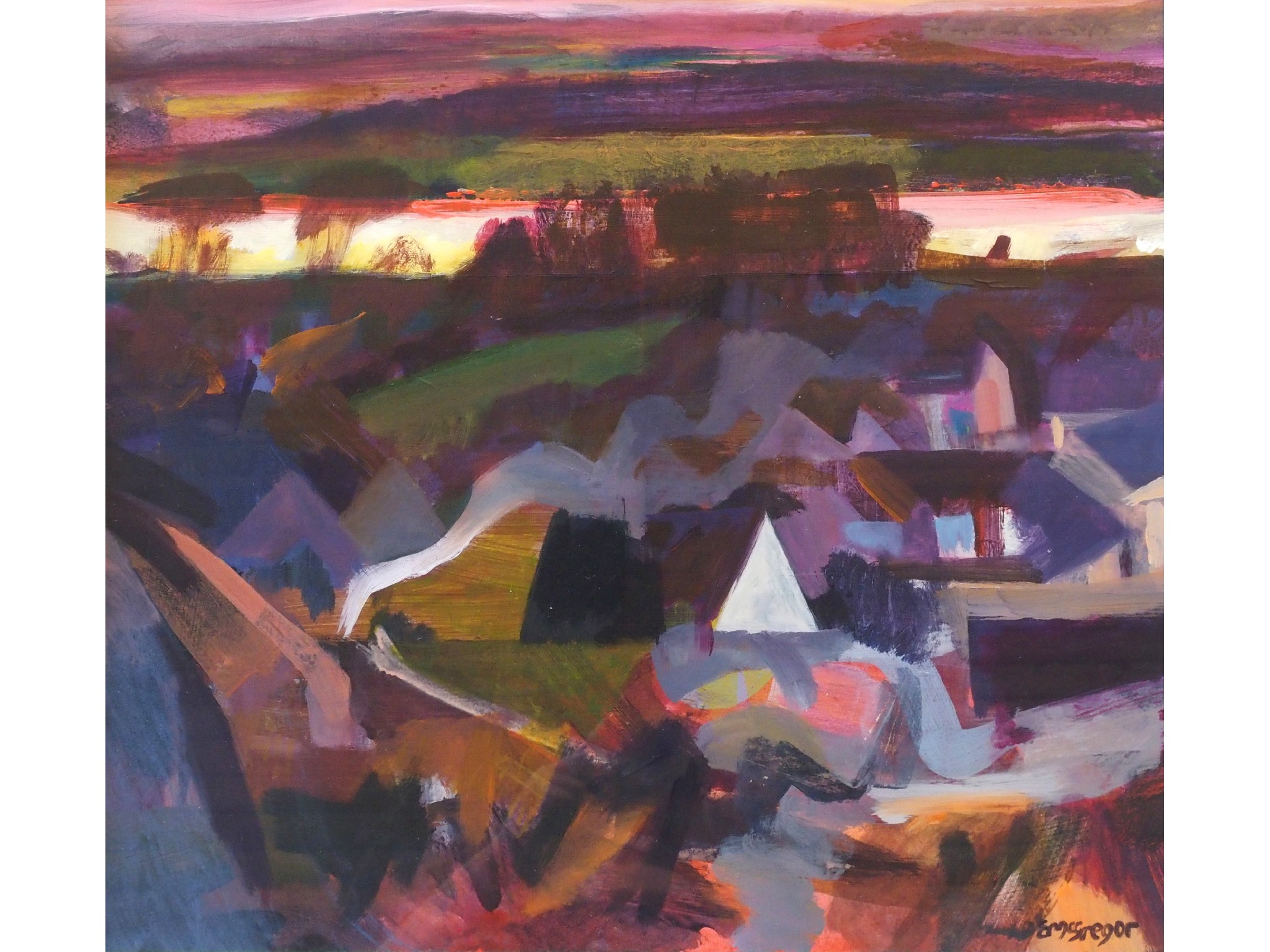 Appraisal: EUAN McGREGOR Scottish Contemporary SUNSET IN CREETOWNAcrylic signed x cm