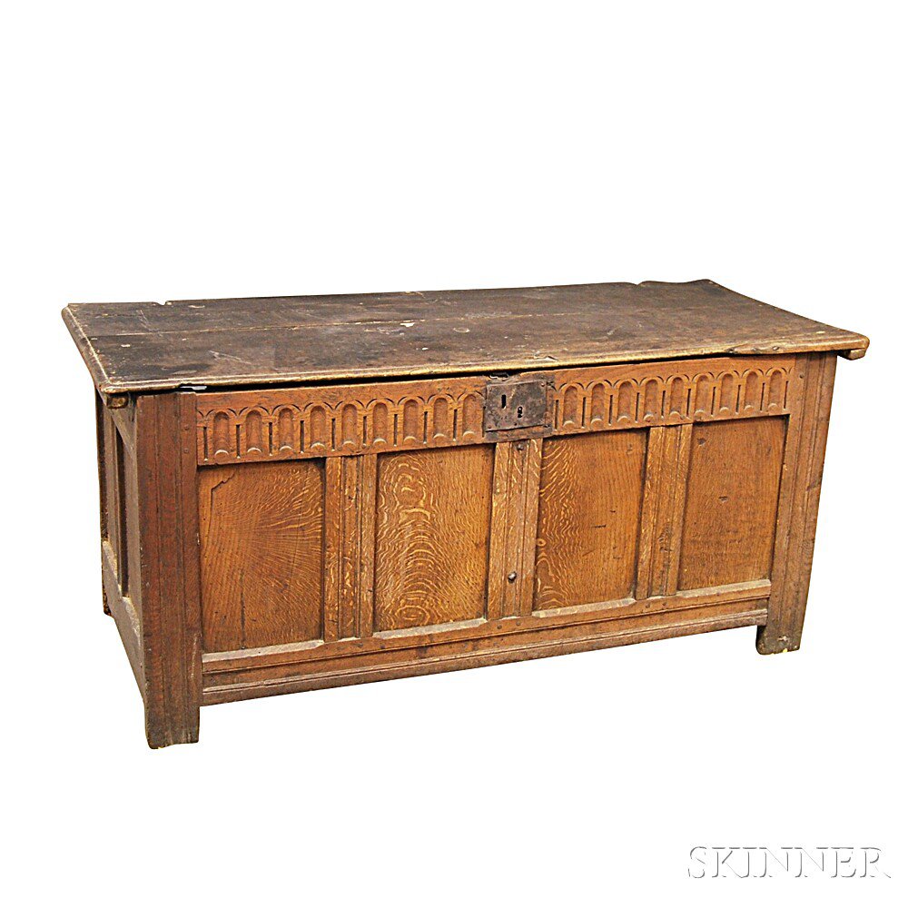 Appraisal: Jacobean Oak Joined Coffer England th th century the thumbmolded