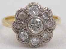 Appraisal: A yellow and white metal tests carat gold diamond cluster