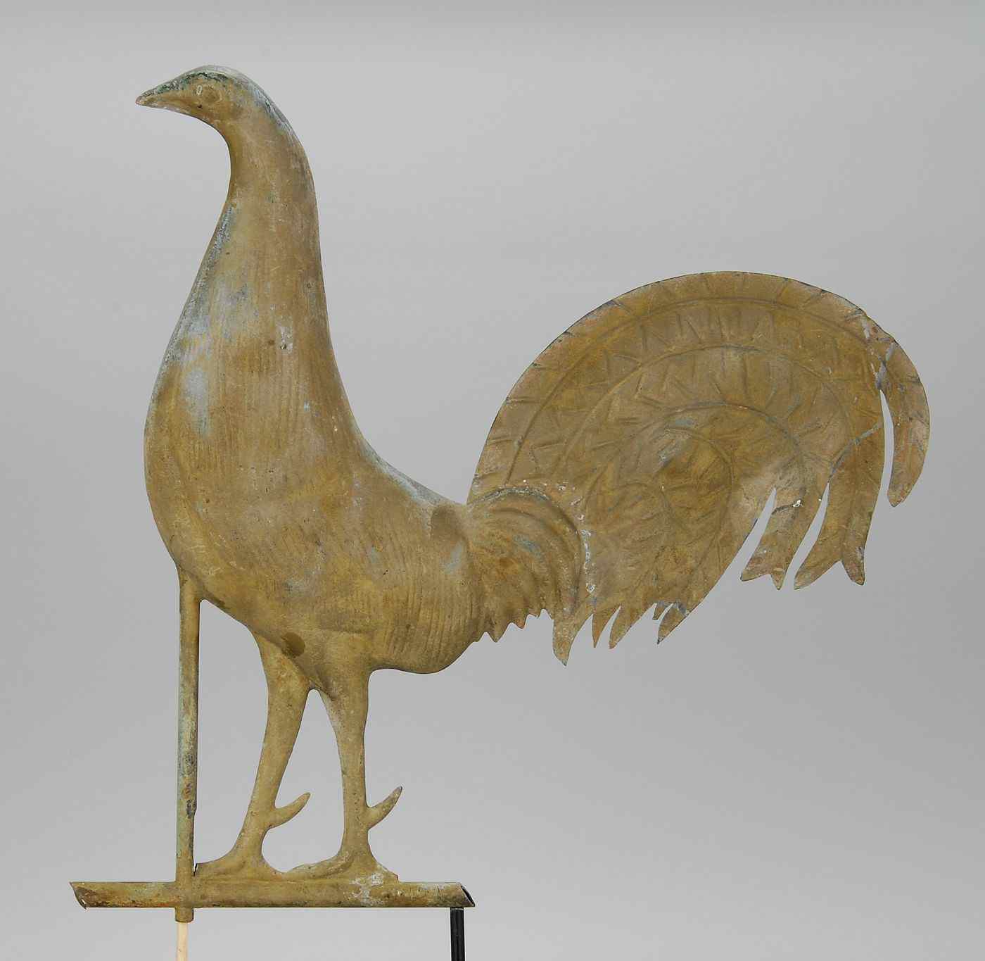 Appraisal: COPPER ROOSTER-FORM WEATHER VANELate th CenturyPossibly French Slight amount of