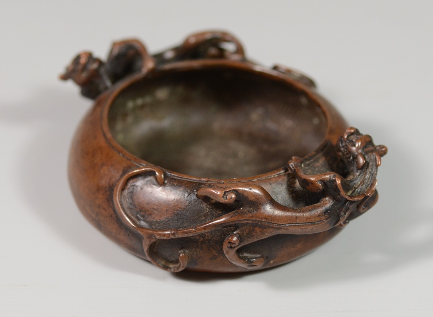 Appraisal: Chinese Bronze Bowl with Dragons mark to base diameter