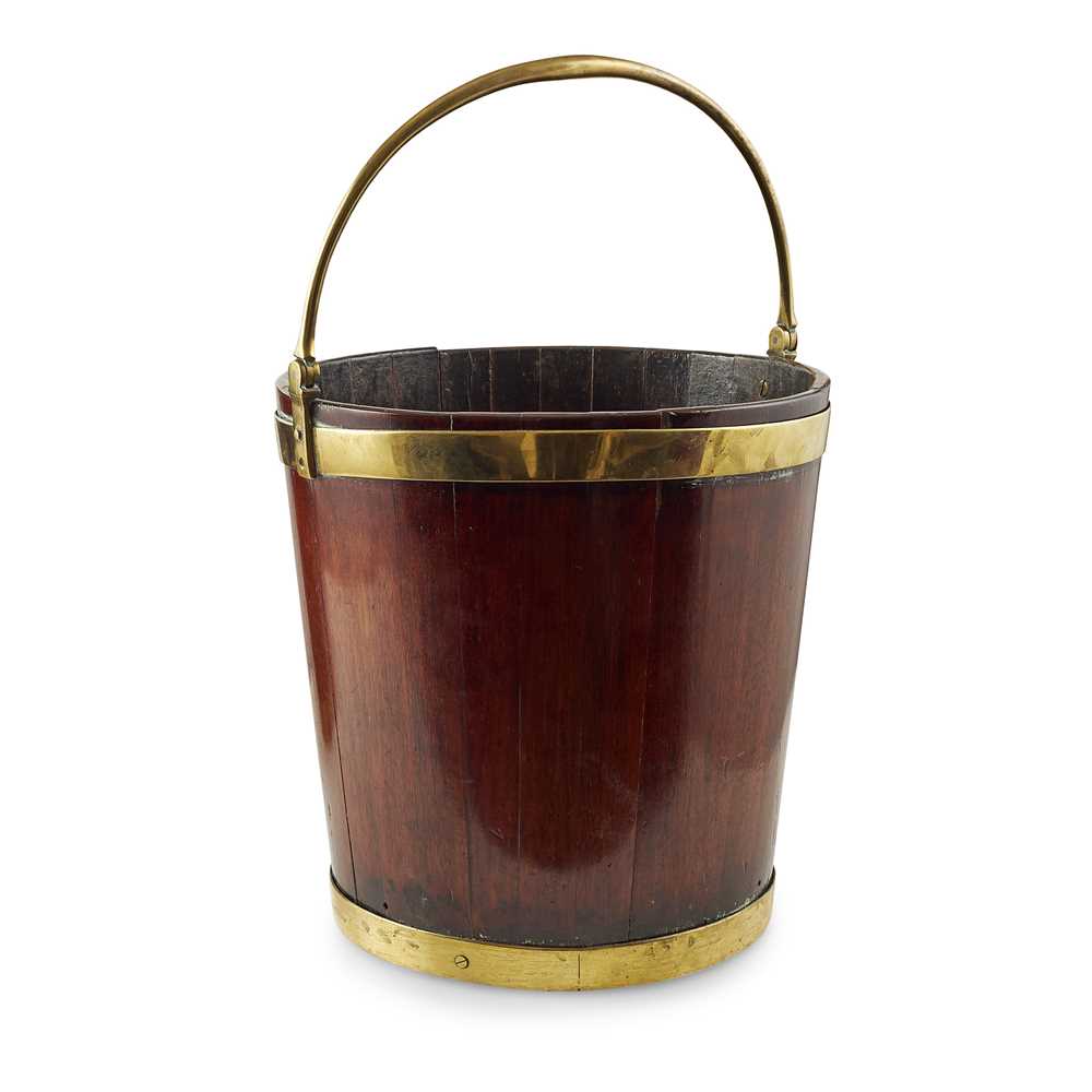 Appraisal: GEORGE III BRASS BOUND MAHOGANY PEAT BUCKET LATE TH EARLY