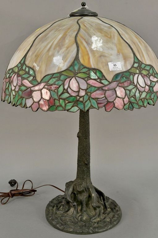 Appraisal: Reproduction leaded table lamp ht in dia in Reproduction leaded