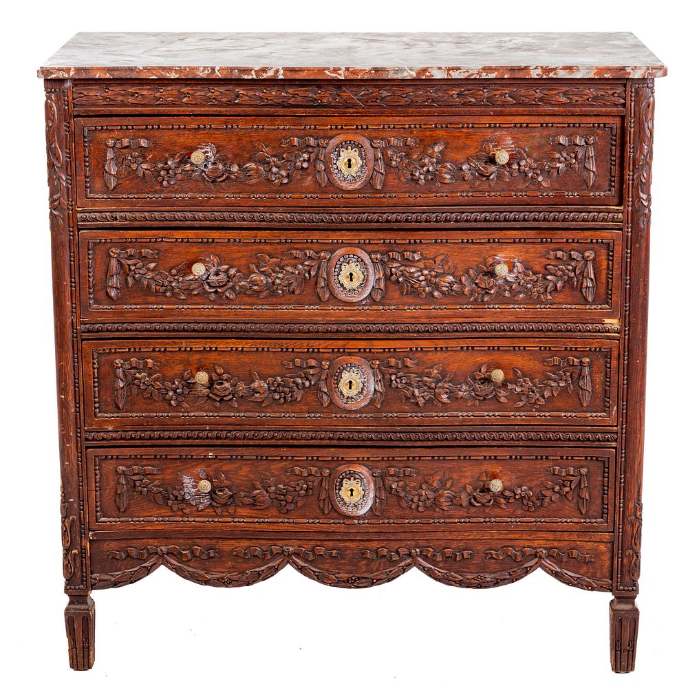 Appraisal: Continental Carved Oak Chest of Drawers Late th early th