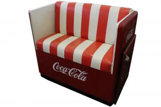 Appraisal: Coca-Cola converted ice chest bench Leather seating Bottle opener on