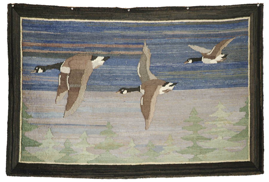 Appraisal: OUTSTANDING LARGE GRENFELL RUG Rectangular rug has three flying Canada