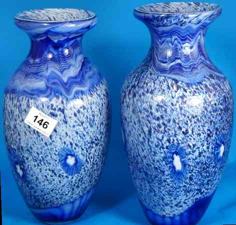 Appraisal: Pair of Blue Murano Vases ZH