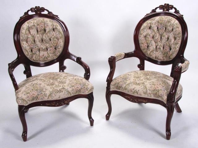 Appraisal: Pair of Victorian-style chairs one is hiprest chair one is