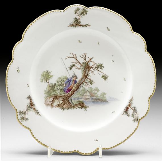 Appraisal: PLATE WITH LANDSCAPE ISLAND AND 'LARGE FIGURE' DECORATION ZURICH CIRCA